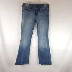 7 Jeans 7 For All Mankind Womens Blue Wash A Pocket Boot Cut Jeans Sz 27