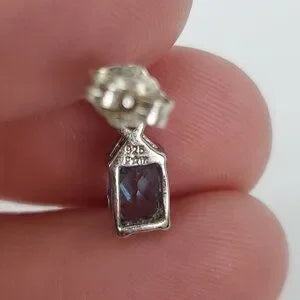 Beautiful Blue Topaz 925 Sterling Silver Precious Stone Ribbon Earrings NIB