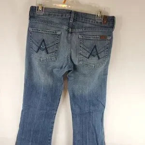 7 Jeans 7 For All Mankind Womens Blue Wash A Pocket Boot Cut Jeans Sz 27
