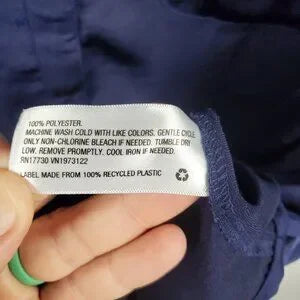 A New Day Womens Navy Blue Oversized Satin Loose Fit Button Up Collared Blouse L