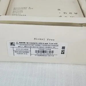 A New Day Letter E Initial Necklace & Earring Set Silver Plated Cubic Zirconia